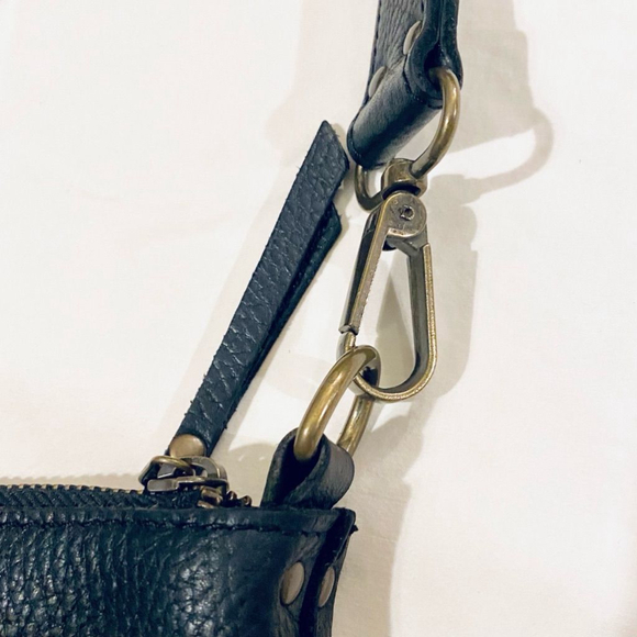 Handmade Black Leather Crossbody Hobo Purse - Picture 3 of 12